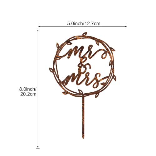 Mr & Mrs Wedding Cake Topper in Wood (Walnut Finish D3)