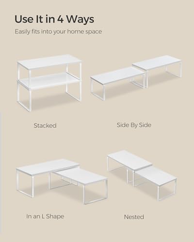 Cabinet Organizer Shelf (Cloud White + Snow White / 2*L (5.4"H) + 2*L (6.2"H))