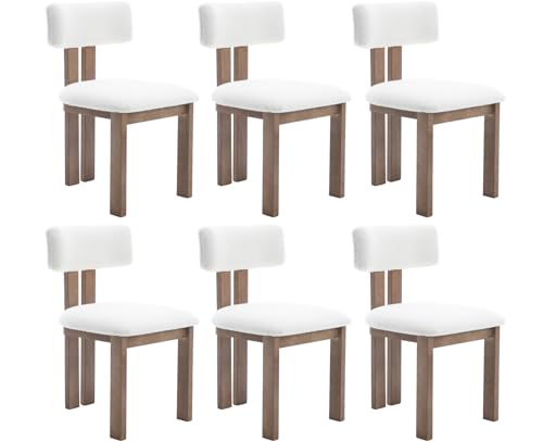 Dining Chairs Set of 6 Faux Fur Diner Chairs Wood Chairs for Kitchen and Dining Room (6 Count)