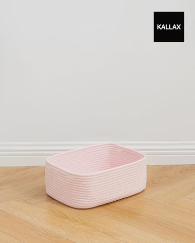 Small Woven Storage Basket for Organizing (Light Pink / 13.5"L x 9.5"W x 5"H)