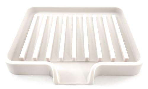 Silicone Soap Dish Tray and Sponge Holder with Drain Chute (Vanilla Cream / (SM) 5.2"x4" (2pcs))