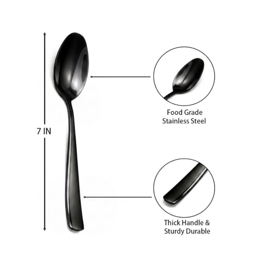 8 Piece Black Spoons Set (Black / 7 Inch)