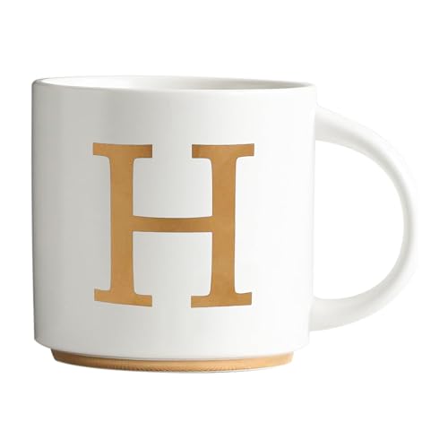 Monogram Ceramic Mugs (gold-H)