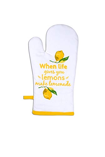 Oven Mitts Set of 1 Quilted Liner with Hanging Loop Non Slip (7x13 inches / Citrus Splash)