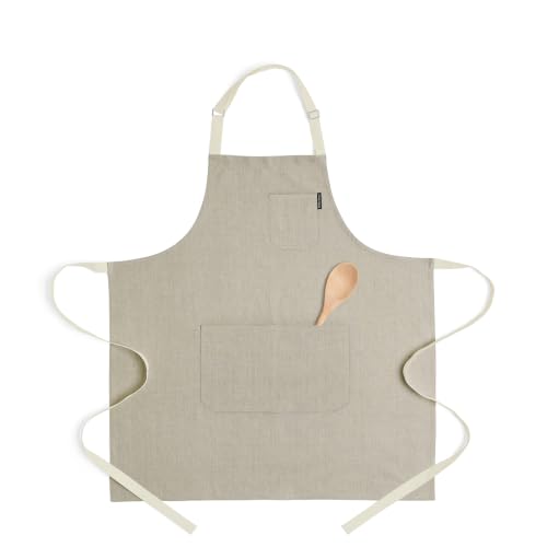 100% Pure Linen Apron (Natural / Ivory / 33 X 30 Inch)
