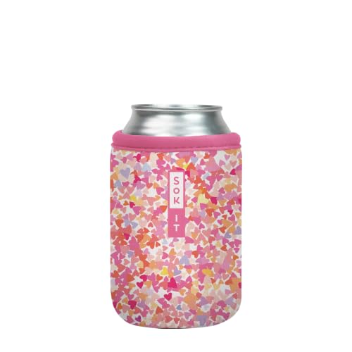 CanSok Sleeve for Beer & Soda Insulated Neoprene Cover (Floral Hearts / 12oz Can Sleeve)