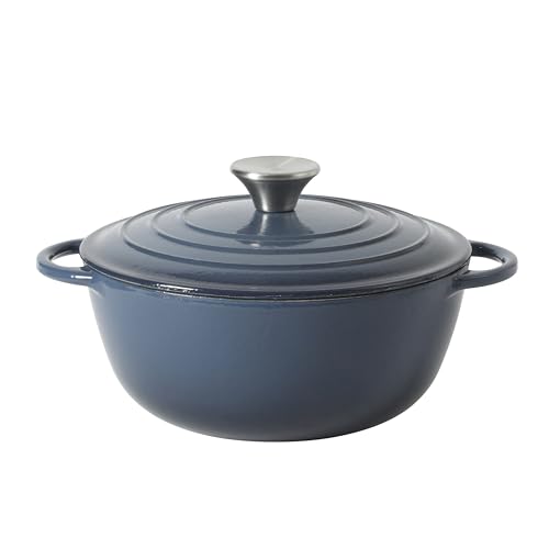 Addlestone 2.65 Qt Enameled Cast Iron Dutch Oven Pot with Lid (2.65-Quart / Gradient Navy Blue)