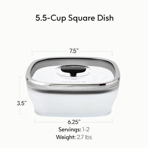 5.5 Cup Square Glass Food Storage with Lid (Black)