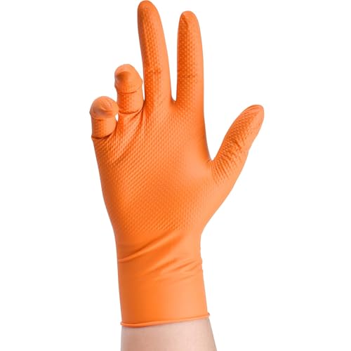 Heavy Duty Industrial Orange Nitrile Gloves (01 8mil (50ct) / XX-Large)