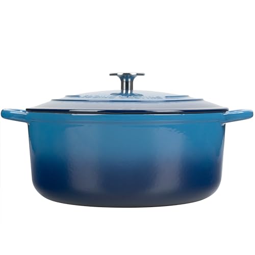 Enameled Cast Iron Dutch Oven Pot with Lid (Lake Blue / 7QT)