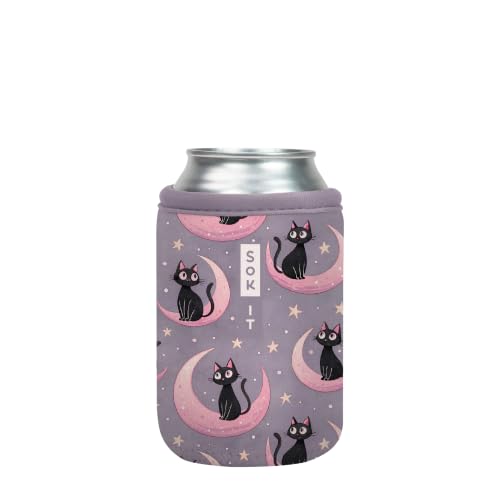 CanSok Sleeve for Beer & Soda Insulated Neoprene Cover (Crescent Kitty / 12oz Can Sleeve)