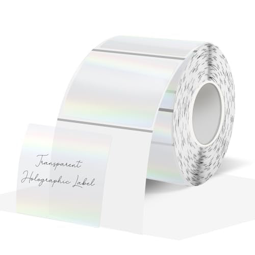 Square Transparent Clear Thermal Labels Stickers (Holographic Transparent / square- 1.5 inch)