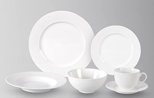 HomeVss New Bone China Dinnerware Set (Diamond / Service for 8 - 48pc Set)