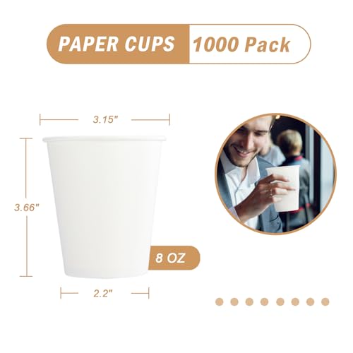 1000 Pack Paper Cups 8 oz (8oz-1000Pack)