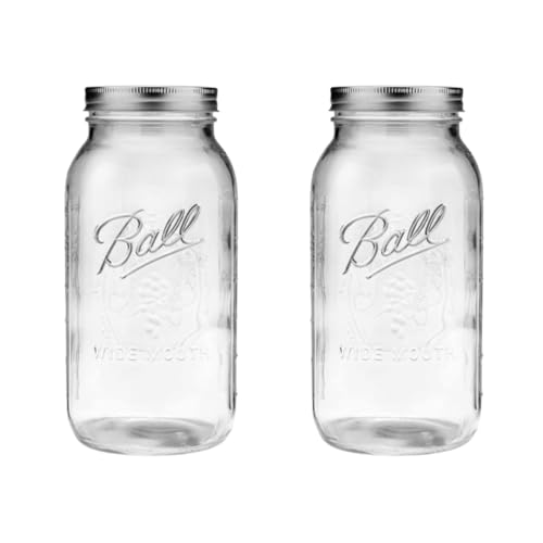 Wide Mouth Glass Mason Jars with Lids and Bands (Half Gallon / 64 Ounce (Pack of 2))