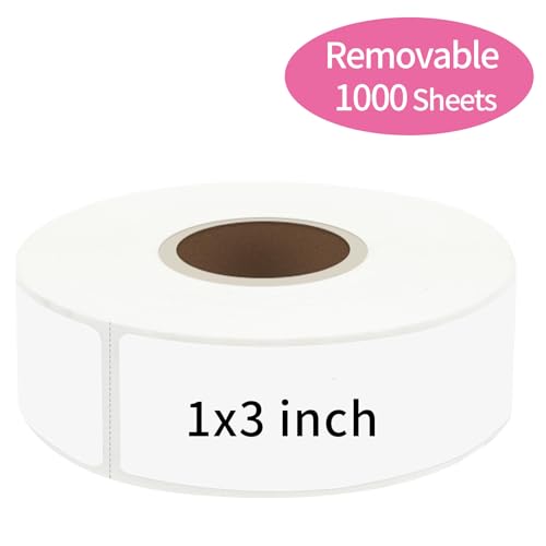 1000 Blank Removable Labels (White / 1*3 inch- 300 PCS)