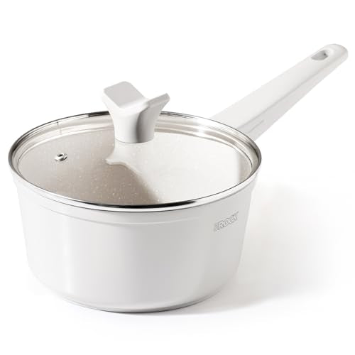 SOHO Ceramic Nonstick Saucepan with Lid (Cream / 1.9 Quarts)