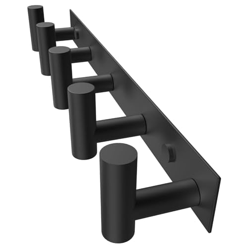 5 T Shaped Wall Hooks (Black / 5 "T" Hooks, 1PACK)