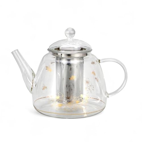 Heat Resistant Glass Teapot with Infuser (Golden Bee)