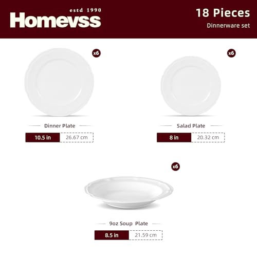 HomeVss New Bone China Embossed French Countryside 18pc Dinnerware Set (French Countryside / Service for 6 - 18pc Set)
