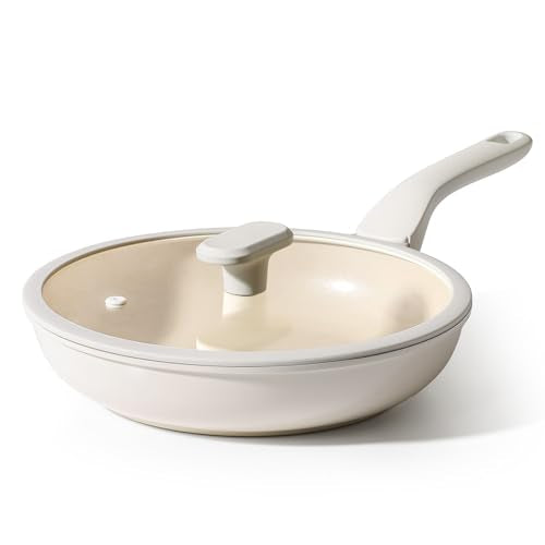 Nonstick Ceramic Frying Pan with Lid (10" W/Lid / Coconut White)