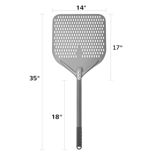 14" x 17" Perforated Pizza Peel (14" - 35 inch overall)