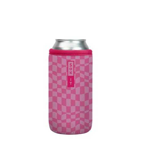 CanSok Sleeve for Beer & Soda Insulated Neoprene Cover (Pink Grand Prix / 16oz Can Sleeve)