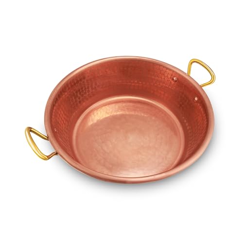 M'Passion 1.2mm Hammered Copper Jam Pan With Brass Handles (17.3 Quarts / Copper)