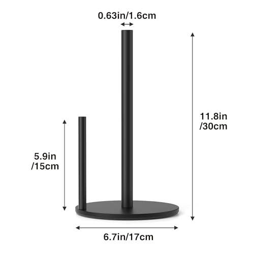 Paper Towel Holder Black Stainless Steel Kitchen Countertop Roll Organizer