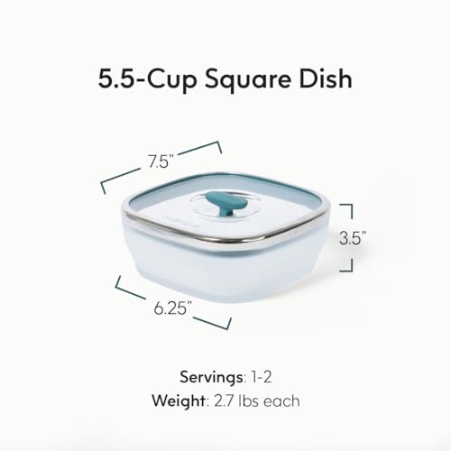 5.5 Cup Square Glass Food Storage with Lid (Kale)