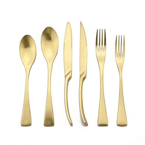 Luxury 18 10 Stainless Steel Matte Champagne gold Flatware Set (1 / Champagne Gold)