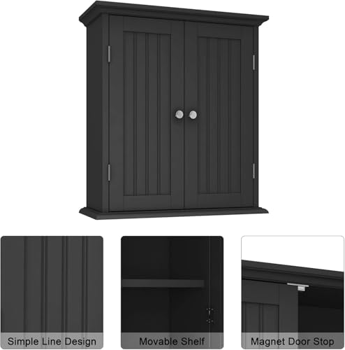Bathroom Wall Cabinet Set of 2 (Black / 8.8"D x 21.1"W x 24"H (2 pack))
