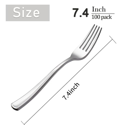 100 Piece Silver Plastic Forks (Silver / 100)