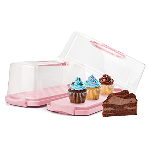 2 Pack Plastic Rectangular Bread Box with Clear Lid