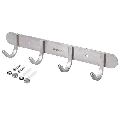 Coat Hook Rack Brushed Nickel (4 Hooks)