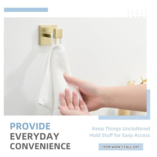 Bathroom Towel Hook for Wall (1 Pack / Brushed Gold)