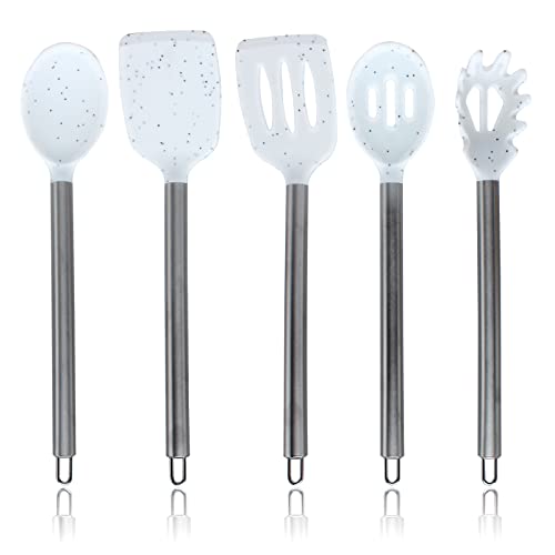 Silicone Cooking Utensils (Speckled White / 5 Pieces)