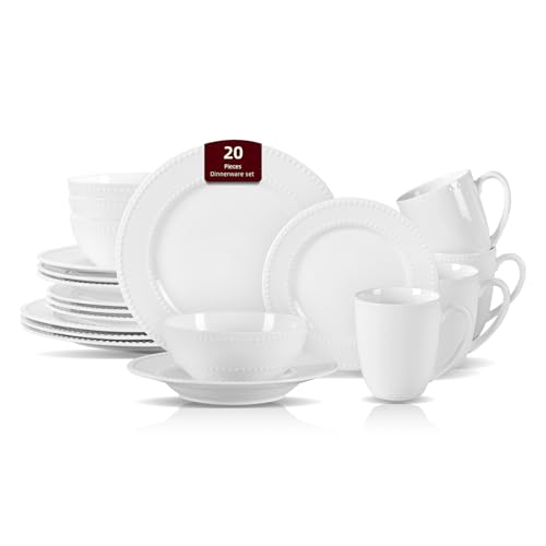 HomeVss New Bone China Dinnerware Set (Pearl / Service for 4 - 20pc Set)