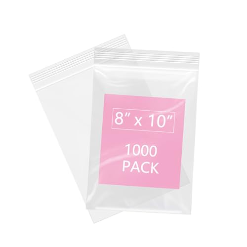 1000 Pcs 8" x 10" Plastic Zip Poly Bags (1000 Count)