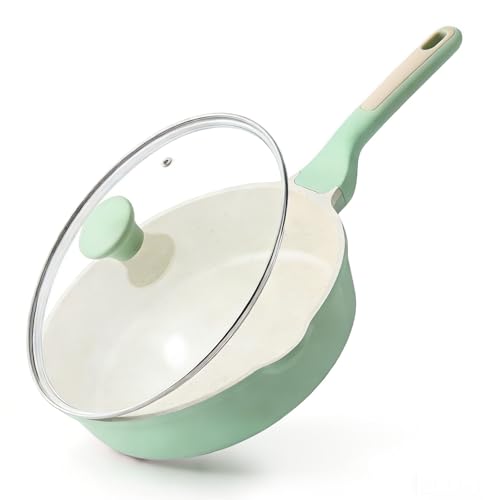 Nonstick Ceramic Skillet with Lid 10 (Mint Green / 10-inch/3.5QT)