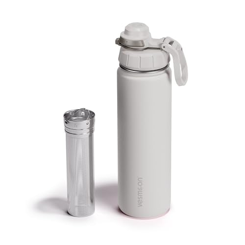 Vessence 24 Oz Stainless Steel Tea Infuser Bottle for Loose Leaf Tea (Siberia White / 24 Oz)