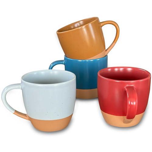 Ceramic Artisan Matte Large Latte Mug Set of 4 (Marina Colors)