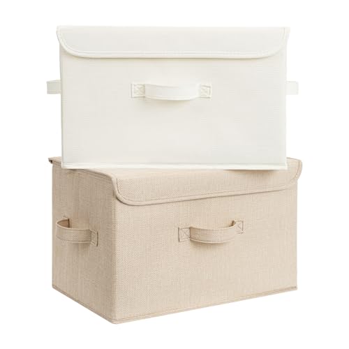 Memory Keepsake Storage Box (Ivory White&Khaki / Large-2 Pack)