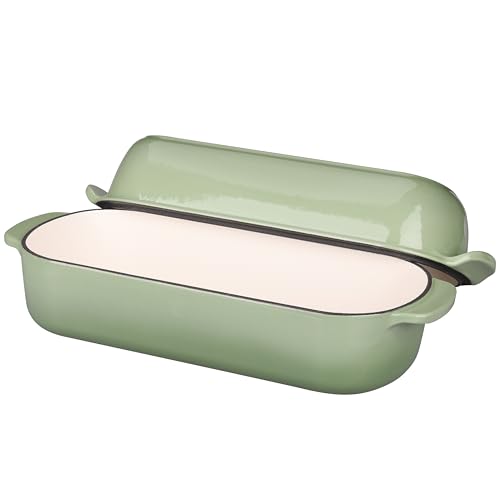 Enameled Cast Iron Loaf Pan with Lid (Pistachio Green)