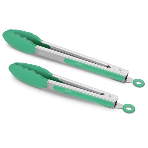 2 Pack Silicone Kitchen Tongs (Turquoise)