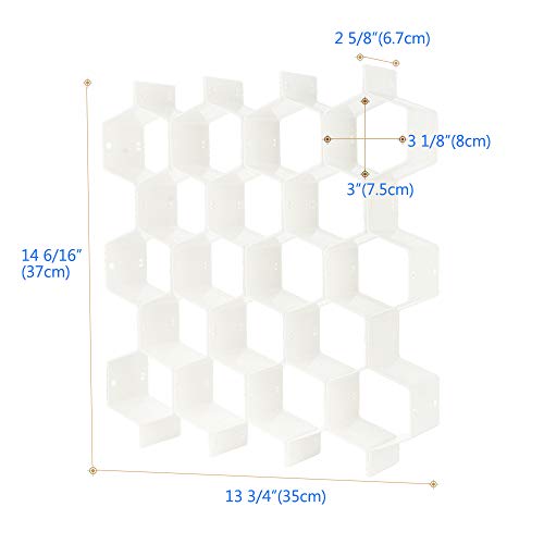 Drawer Divider Organizer Adjustable DIY Grid Honeycomb Drawer Divider for Underwear Belt Scarf Socks White (White)