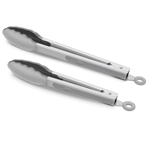 2 Pack Silicone Kitchen Tongs (Gray)