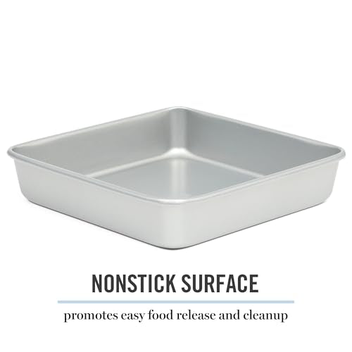 Gallen 9 Inch Square Nonstick Carbon Steel Cake Pan (Silver / 9" Cake Pan)
