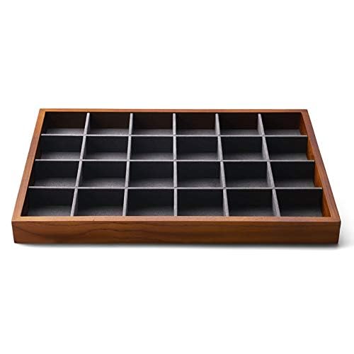 Solid Wood Jewelry Tray (Grey 24 grid tray)