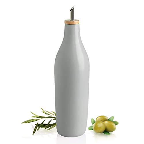 Sweejar Matte Ceramic Olive Oil Dispenser Bottle with Spout (Gray / 17 Oz(Glazed))